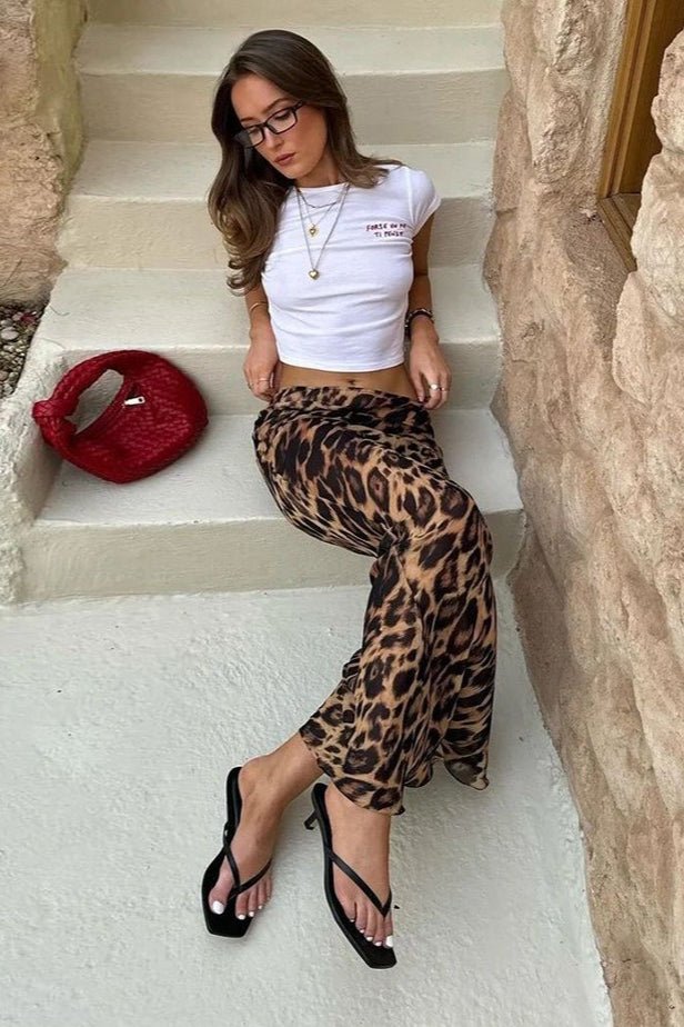 Anais Leopard Chiffon Mermaid Maxi Skirt