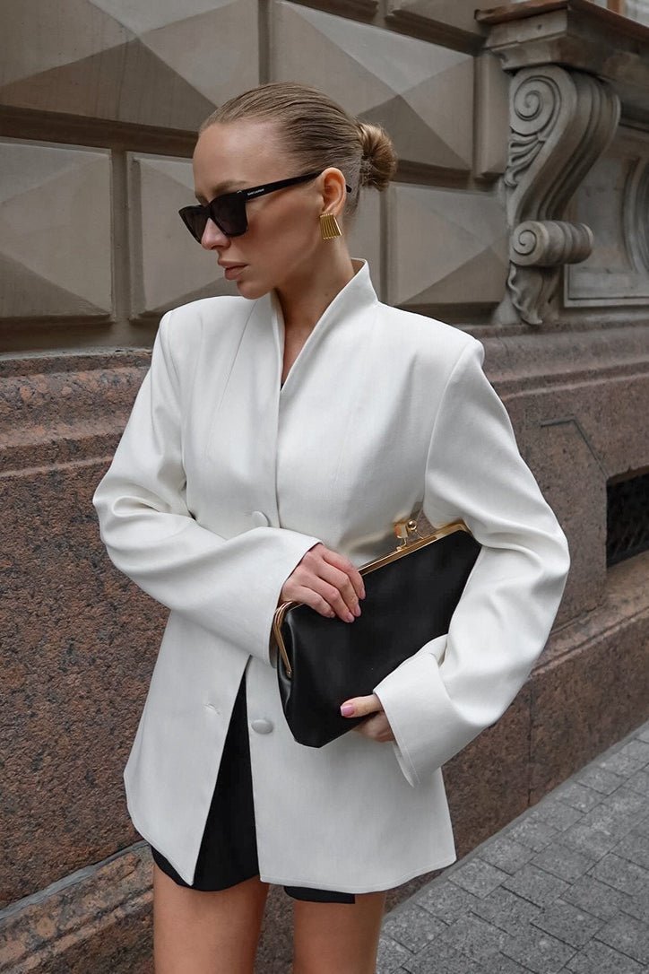 Anais Minimalist Waist-Cinched Slim Blazer