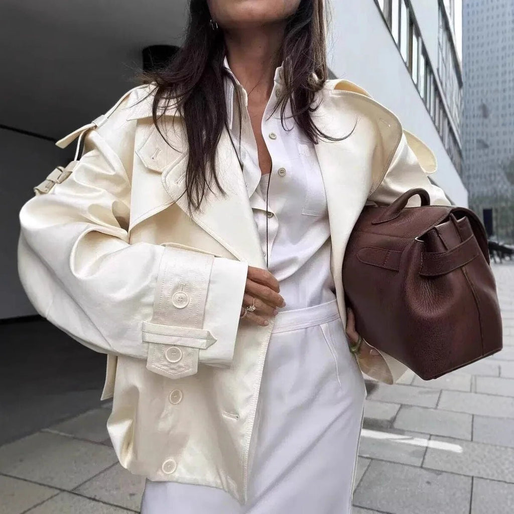 Anais Retro Double-Button Windbreaker Jacket