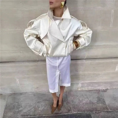 Anais Retro Double-Button Windbreaker Jacket