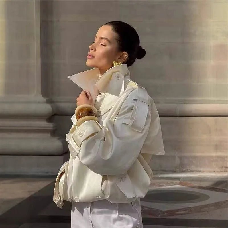 Anais Retro Double-Button Windbreaker Jacket