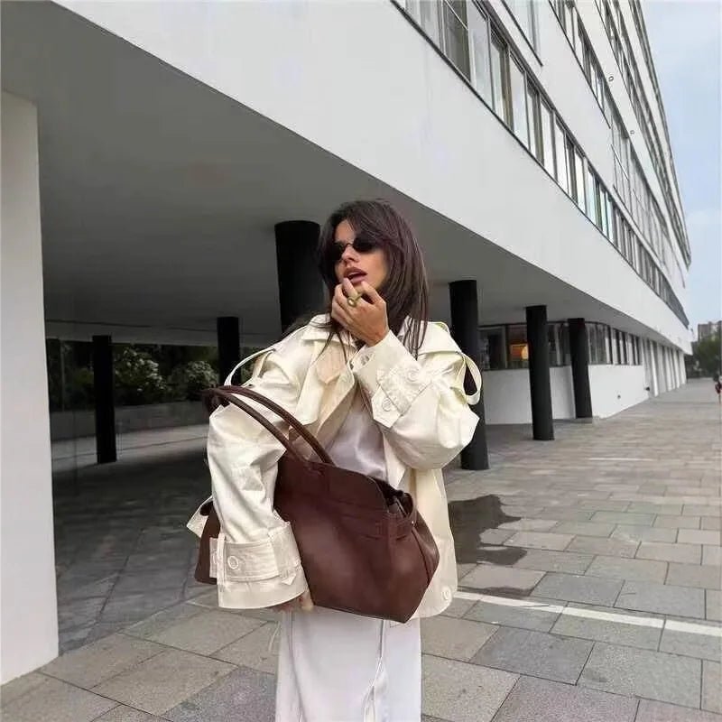 Anais Retro Double-Button Windbreaker Jacket