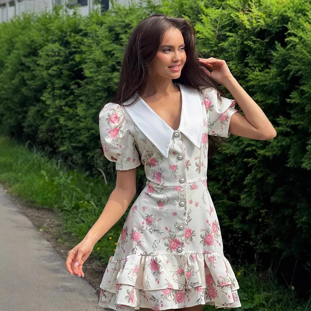 Andromeda Floral Puff Sleeve Mini Dress