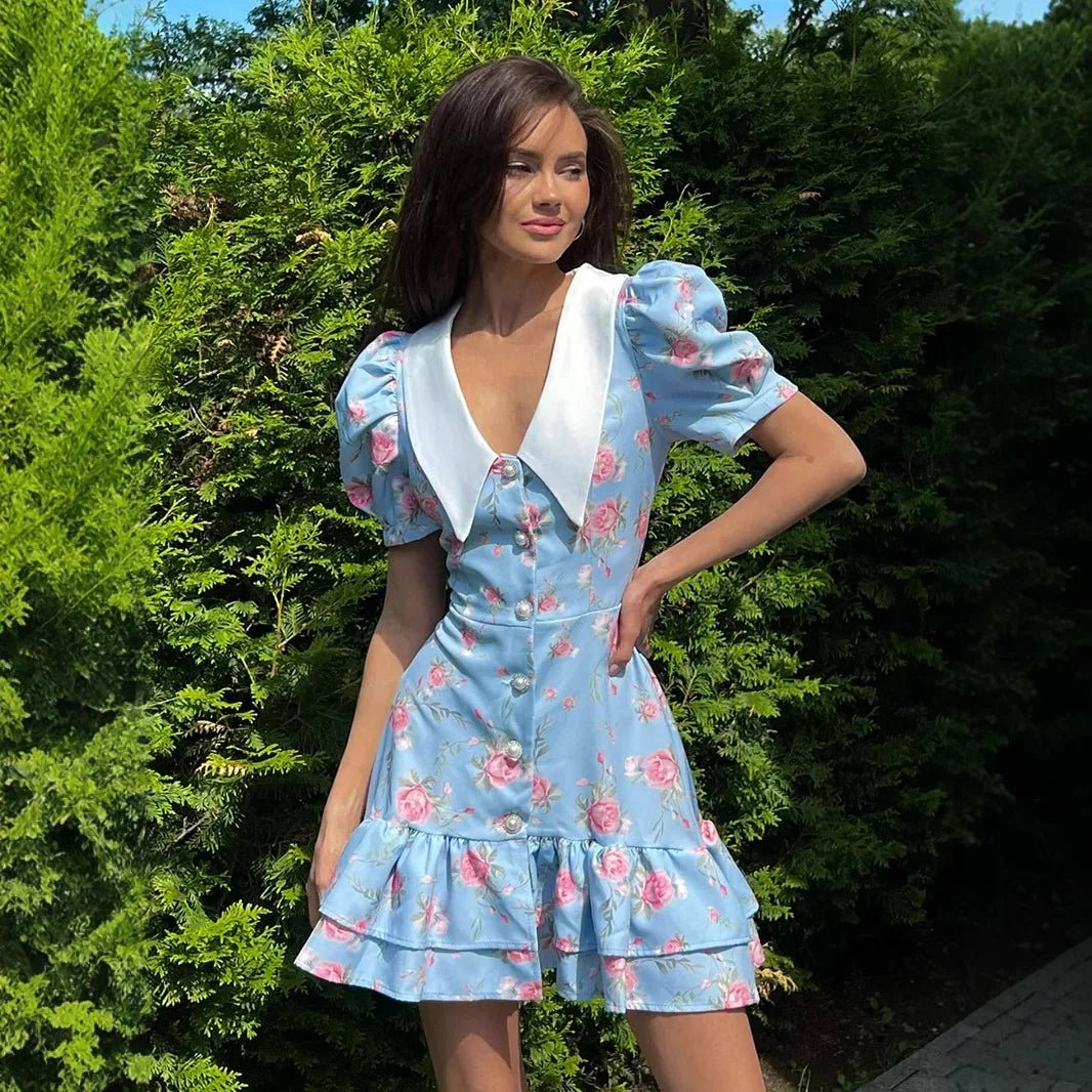 Andromeda Floral Puff Sleeve Mini Dress