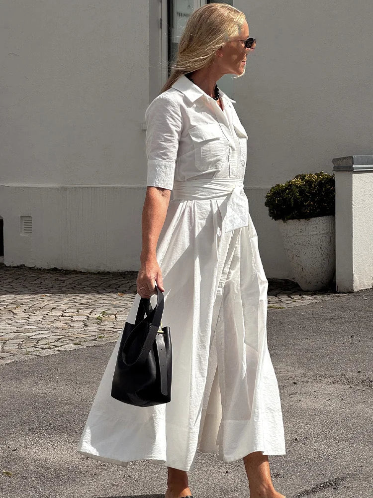 Ariane Belted Shirt Midi Dress
