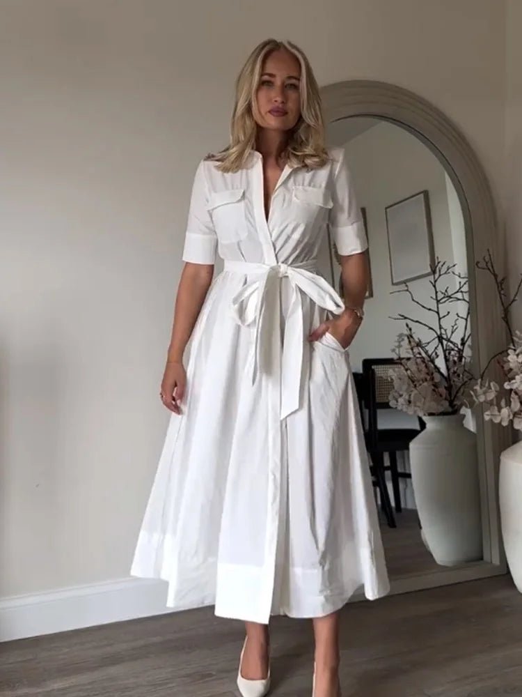 Ariane Belted Shirt Midi Dress