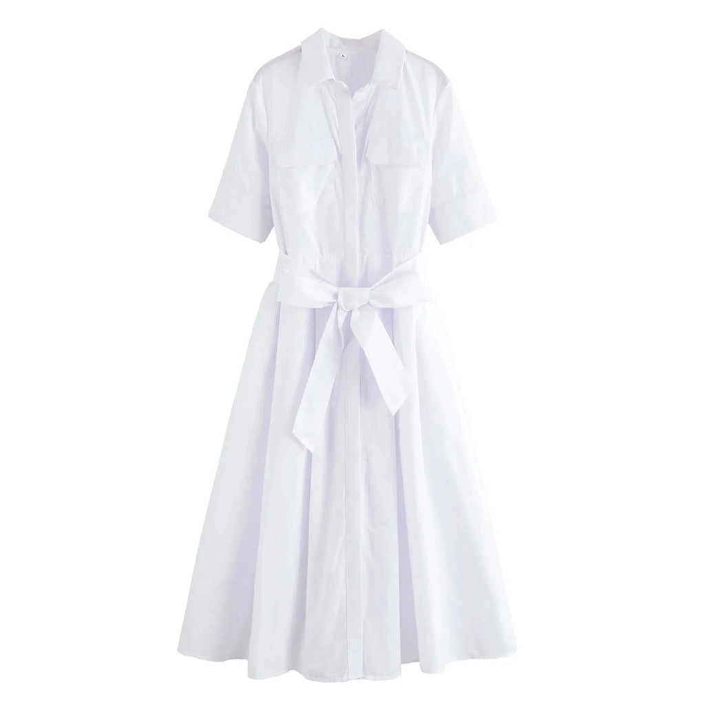 Beatrice Belted Shirt Midi Dress