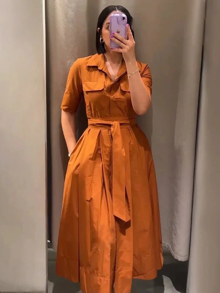 Beatrice Belted Shirt Midi Dress