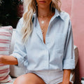 Beatrice Casual Lapel Cotton Linen Blouse