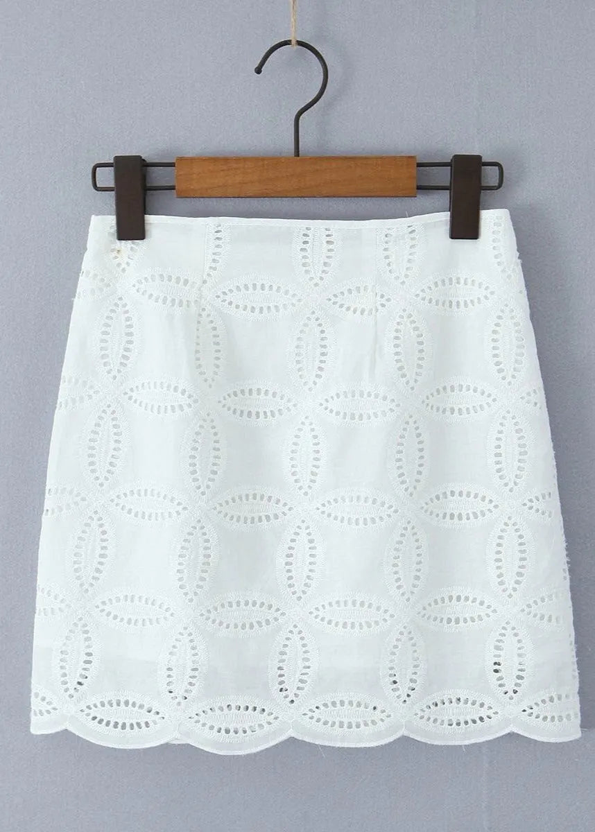 Beatrice Embroidered Cotton Shirt and Skirt Set