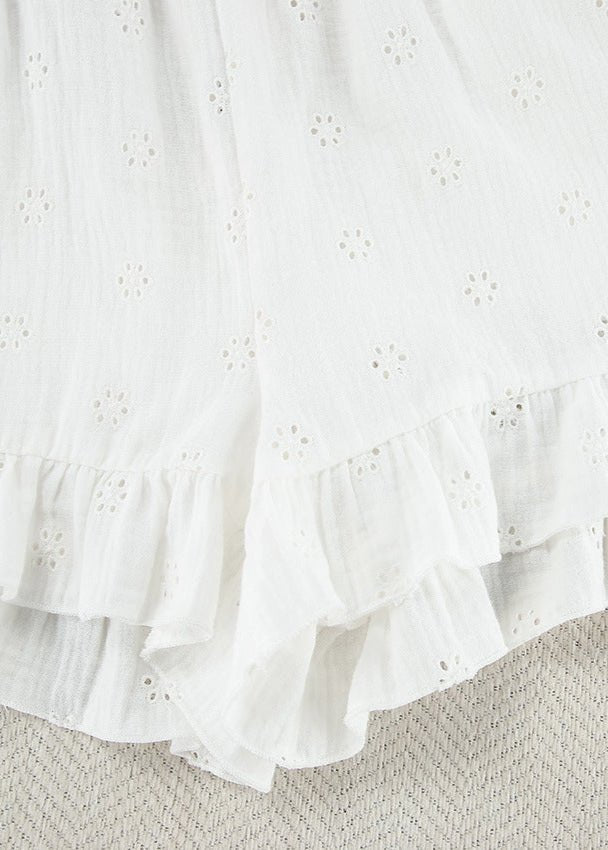 Beatrice Eyelet Ruffle Shorts Set