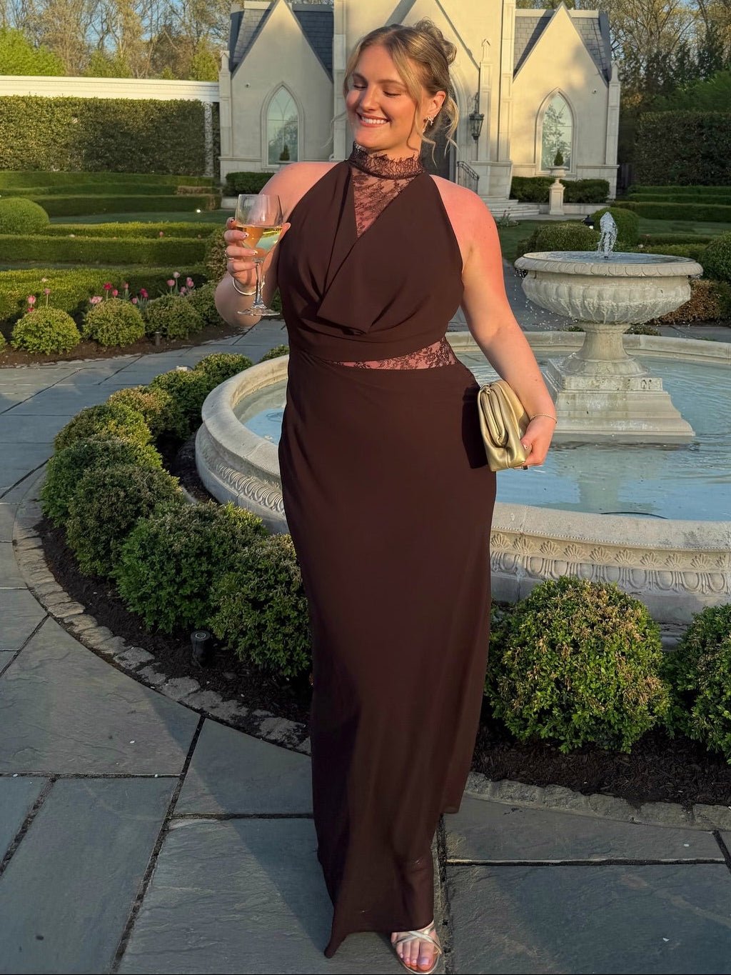 Beatrice Halter Lace Patchwork Maxi Dress