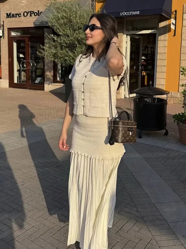 Beatrice Knitted Tank & Pleated Skirt Set