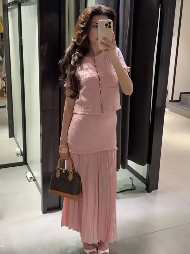 Beatrice Knitted Tank & Pleated Skirt Set