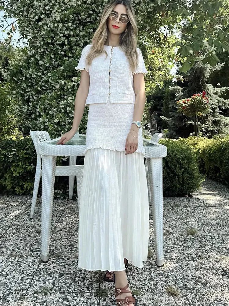 Beatrice Knitted Tank & Pleated Skirt Set