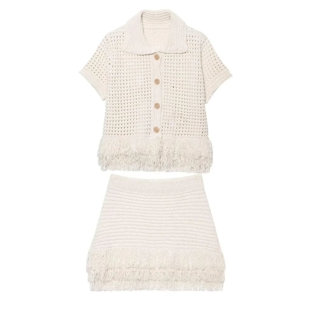 Beatrice Knitted Tassel Skirt Set