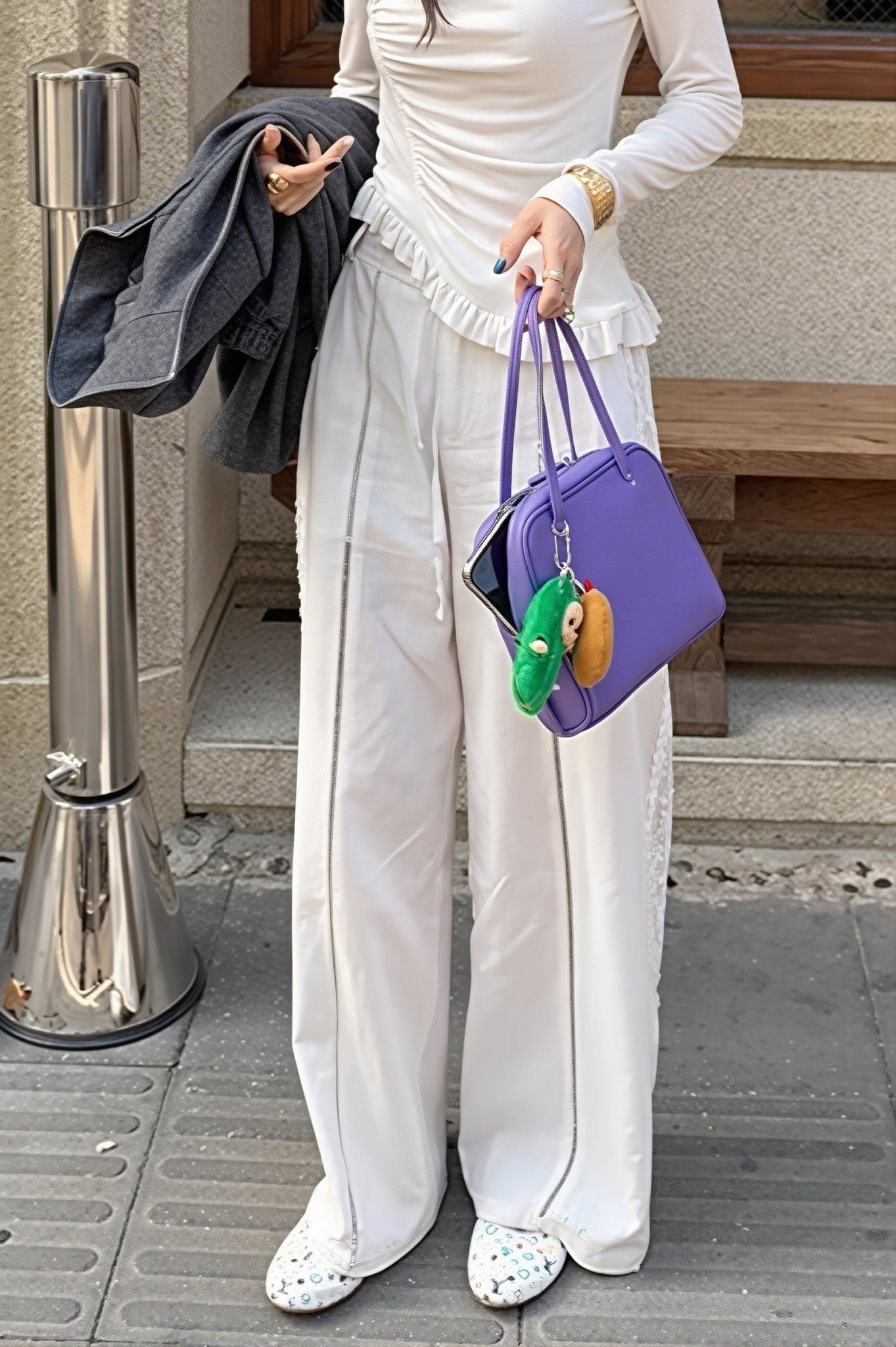 Beatrice Linen Lace Splicing Straight Pants