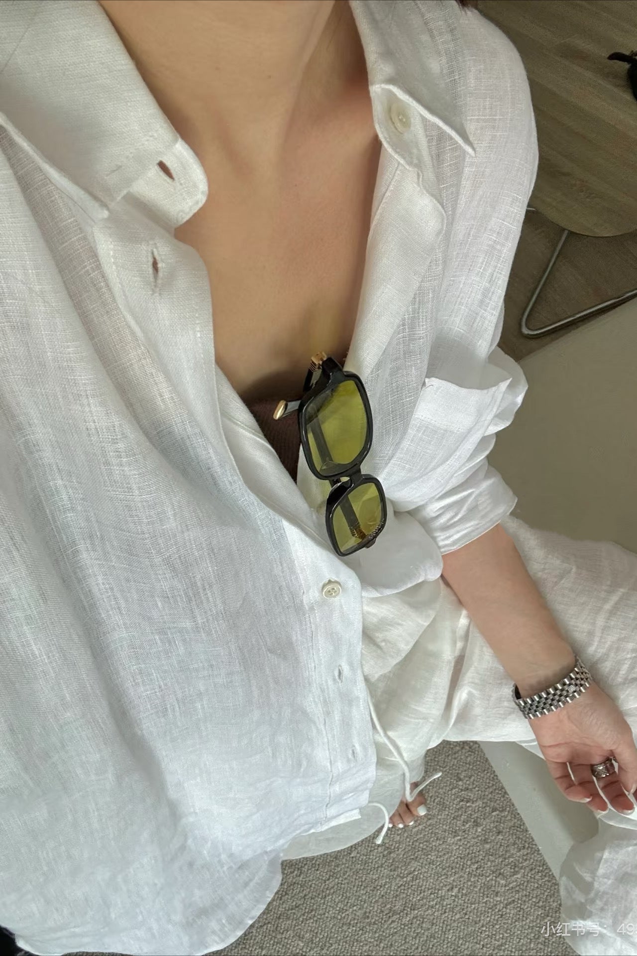 Beatrice Linen Loose Fit Long Sleeve Blouse