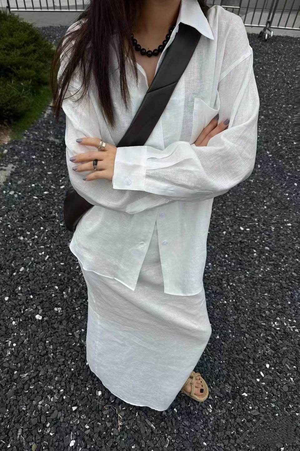 Beatrice Linen Loose Fit Long Sleeve Blouse