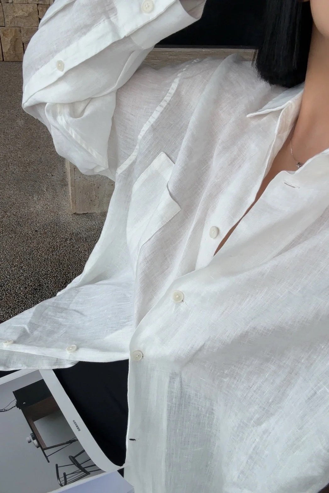 Beatrice Linen Loose Fit Long Sleeve Blouse