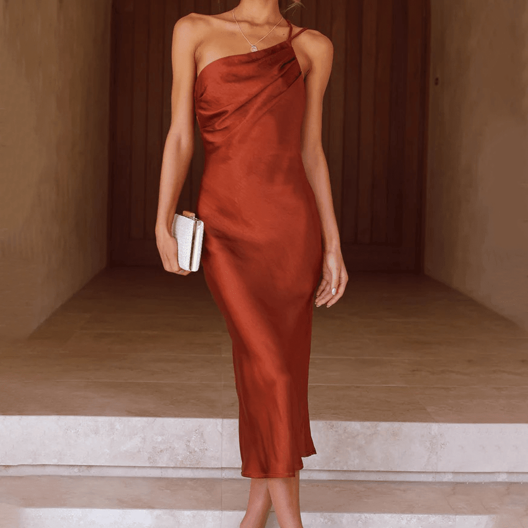 Beatrice One-Shoulder Midi Wedding Guest Dress