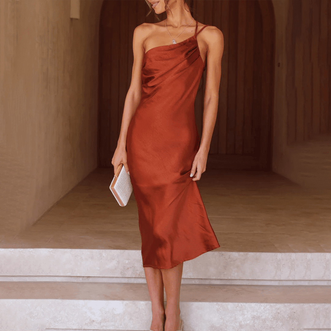 Beatrice One-Shoulder Midi Wedding Guest Dress