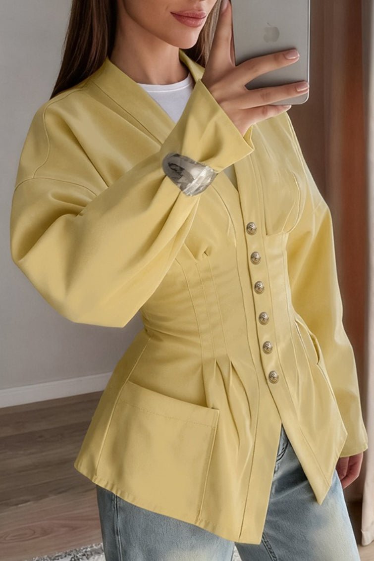 Beatrice Pleated Slim Vintage Waist Blazer