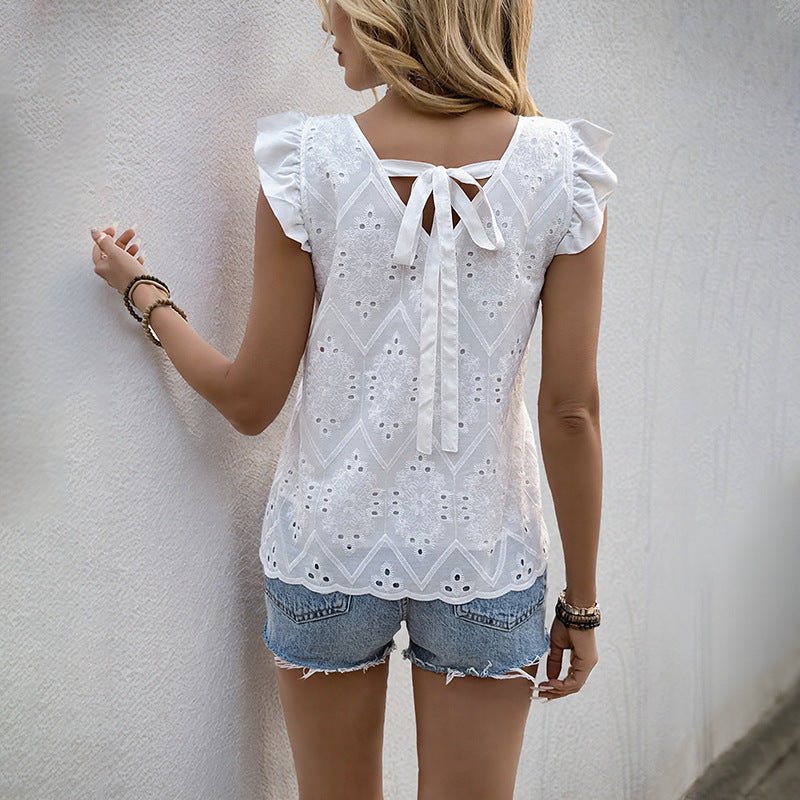 Beatrice Ruffled V-Neck Blouse