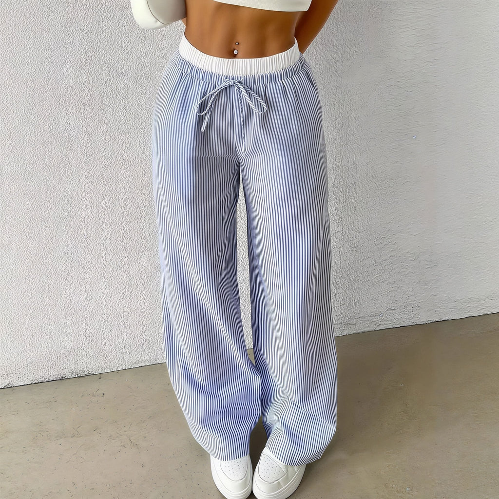 Beatrice Striped Straight Casual Pants