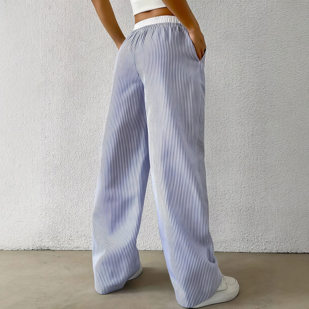 Beatrice Striped Straight Casual Pants