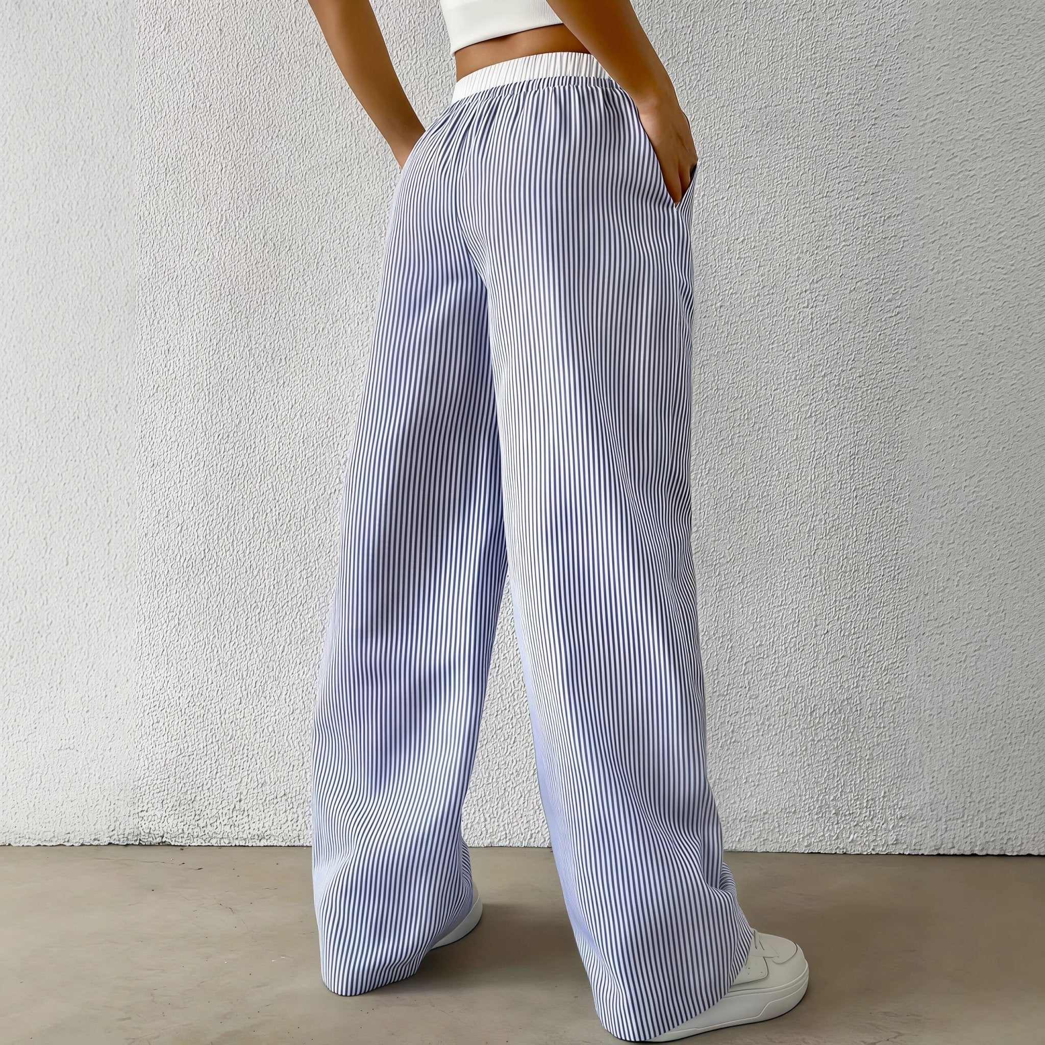Beatrice Striped Straight Casual Pants
