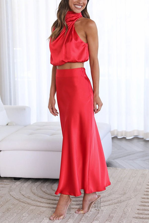 Beatrice Two-Piece Satin Wedding Guest Set