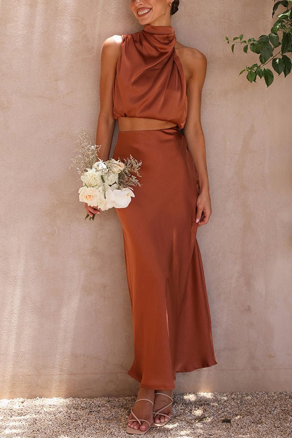 Beatrice Two-Piece Satin Wedding Guest Set