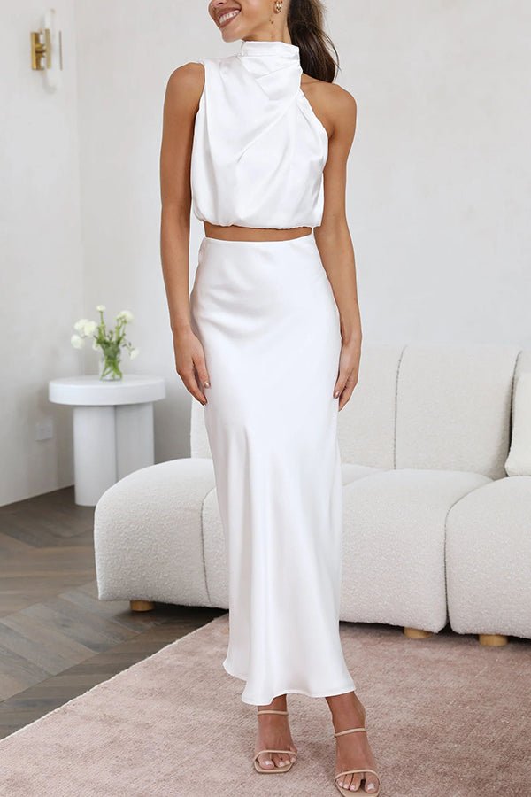 Beatrice Two-Piece Satin Wedding Guest Set