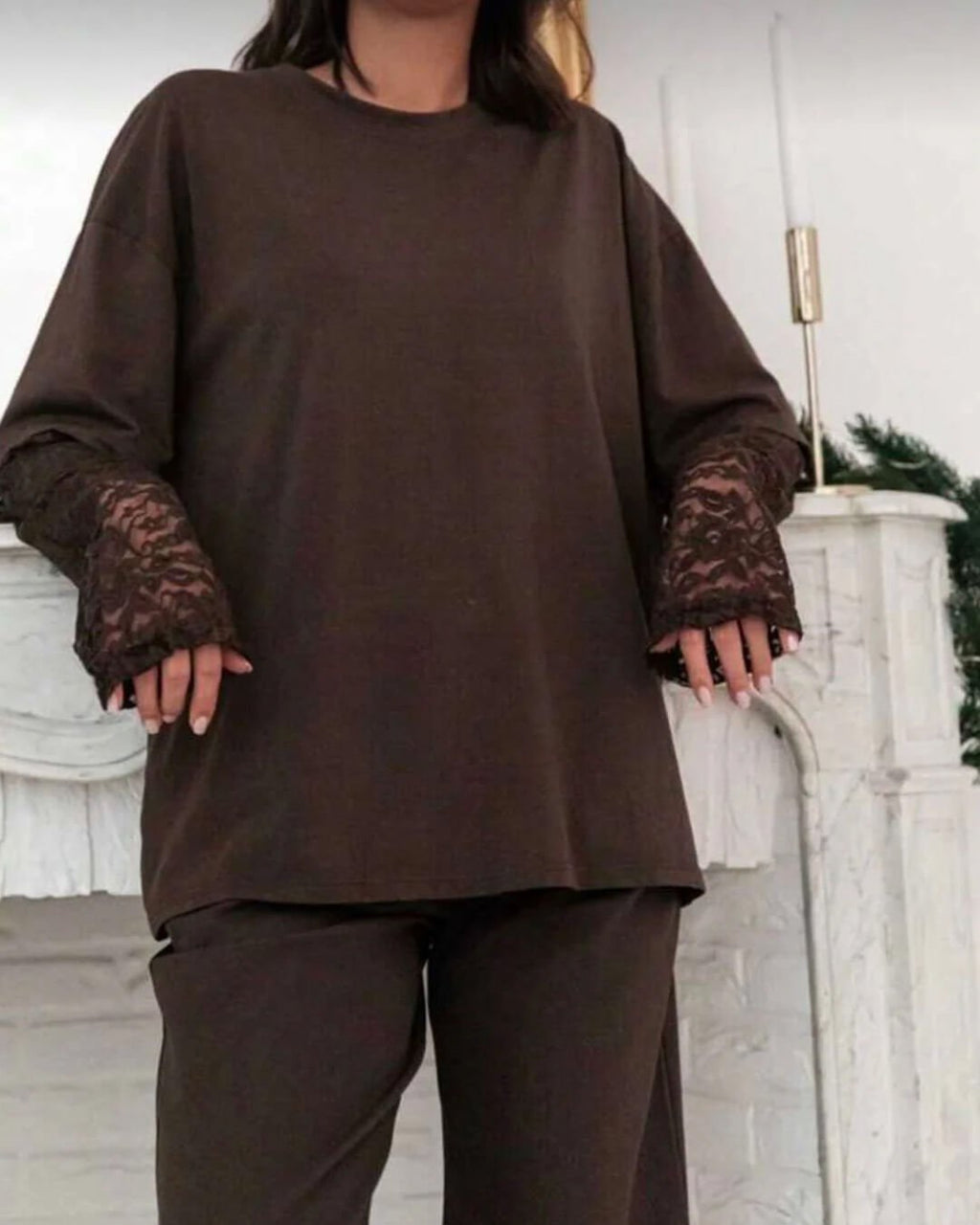 Bella Lace Splice Long Sleeve Tee