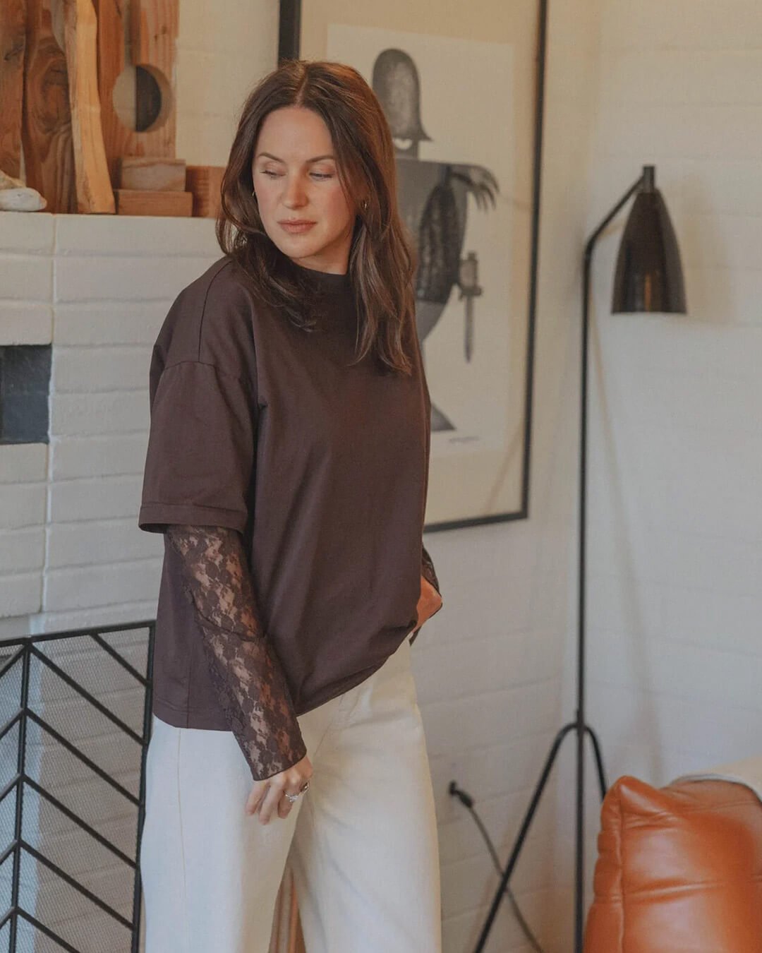 Bella Lace Splice Long Sleeve Tee