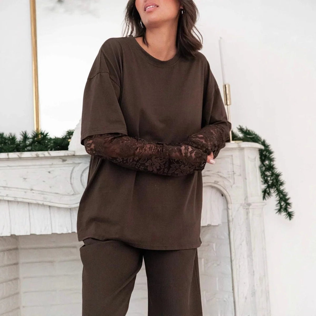 Bella Lace Splice Long Sleeve Tee