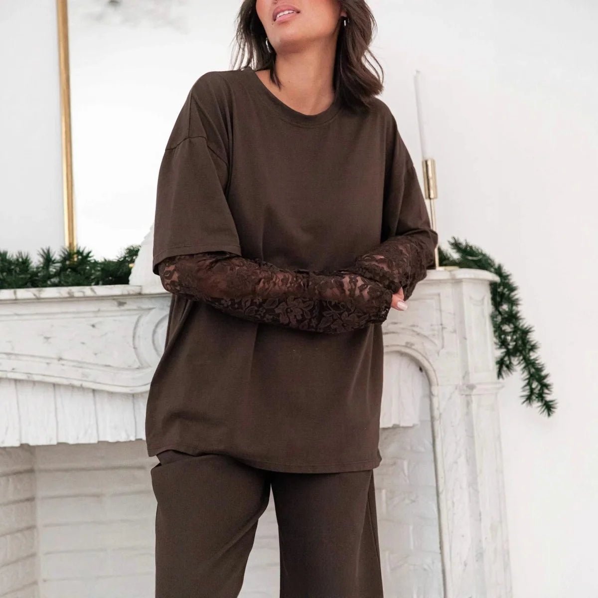 Bella Lace Splice Long Sleeve Tee