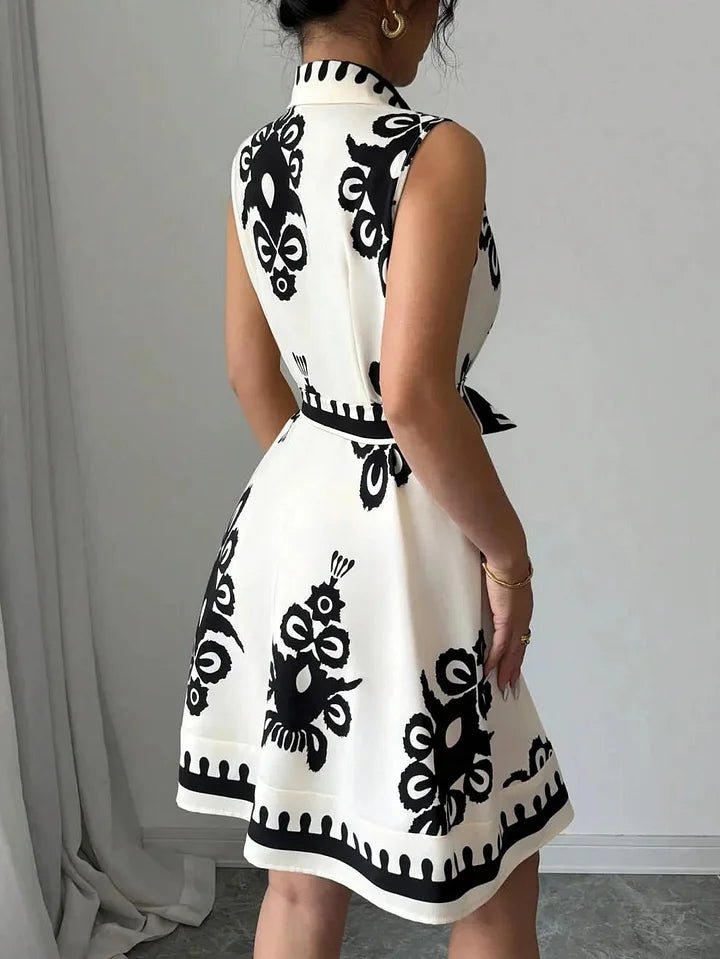 Bianca Butterfly Print Tie-Waist Midi Dress