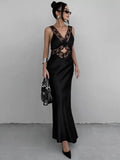 Bianca Deep V-Neck Lace Maxi Dress