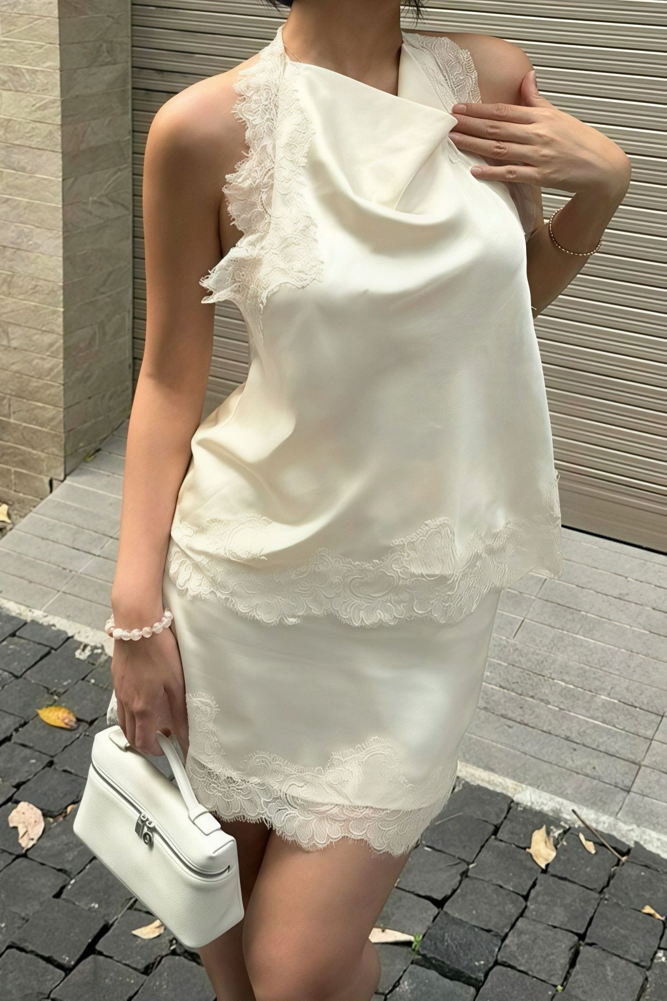 Bianca Lace Halter Mini Dress