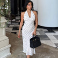 Bianca Polka Dot Halter Maxi Dress