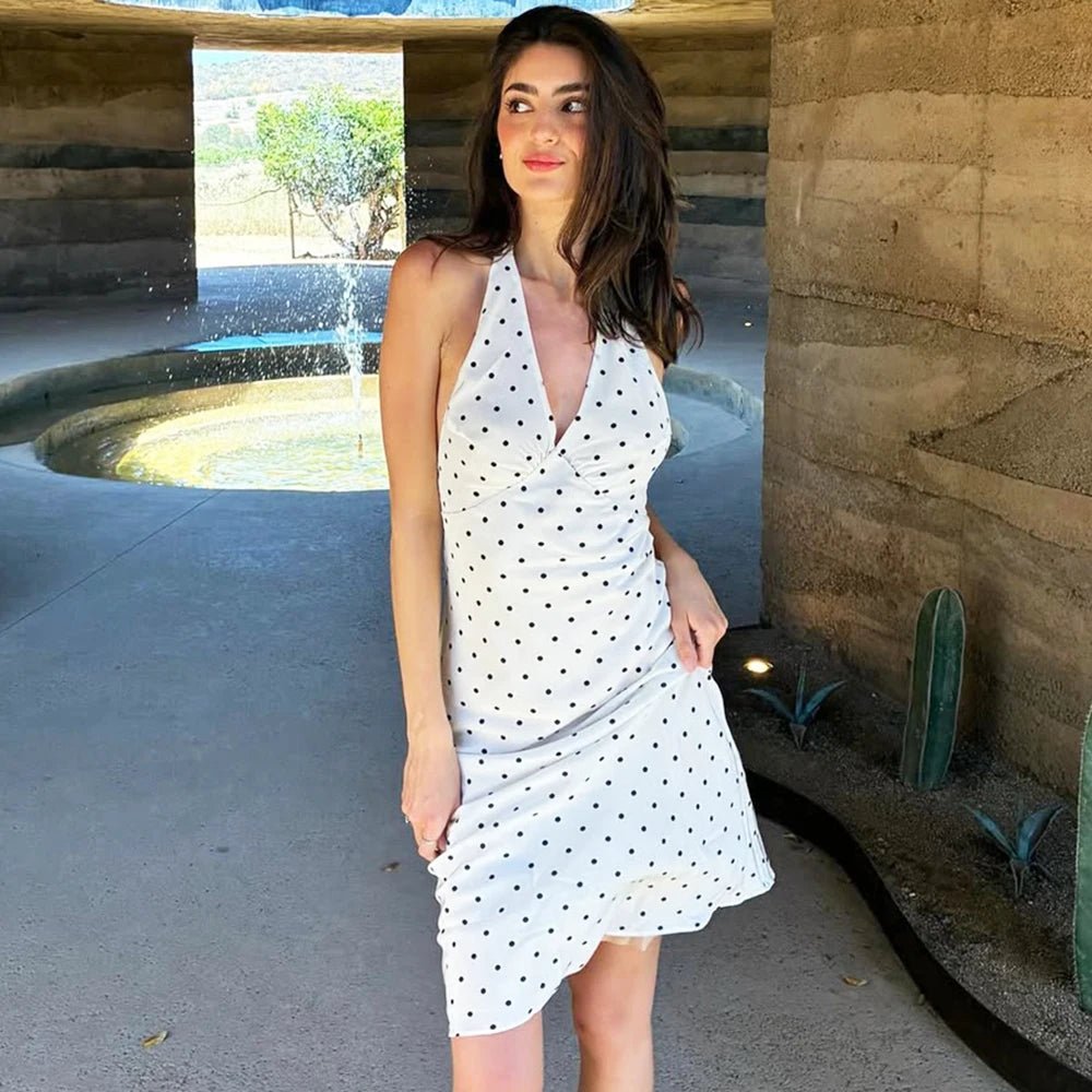 Bianca Polka Dot Halter Maxi Dress