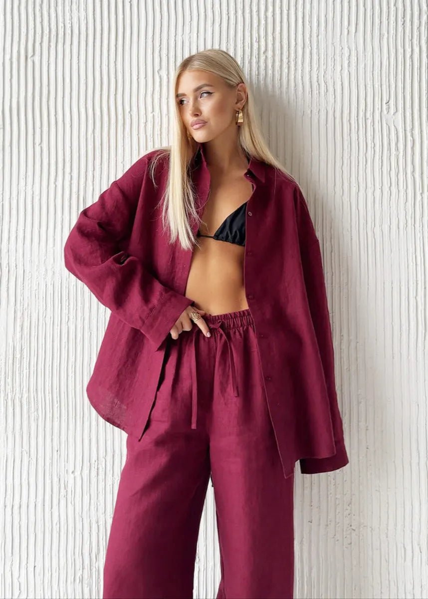 Bianca Relaxed Cotton Shirt & Wide-Leg Pants Set