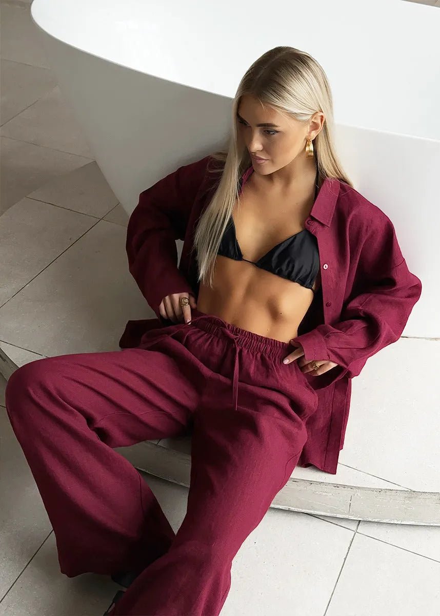 Bianca Relaxed Cotton Shirt & Wide-Leg Pants Set