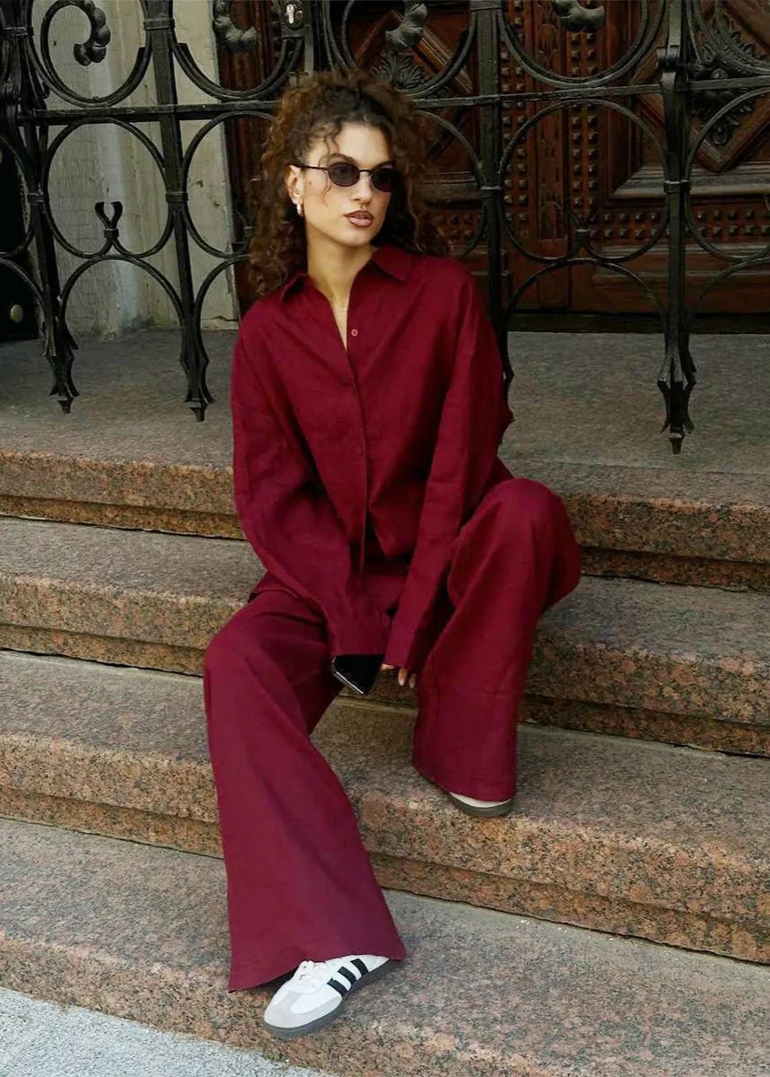 Bianca Relaxed Cotton Shirt & Wide-Leg Pants Set