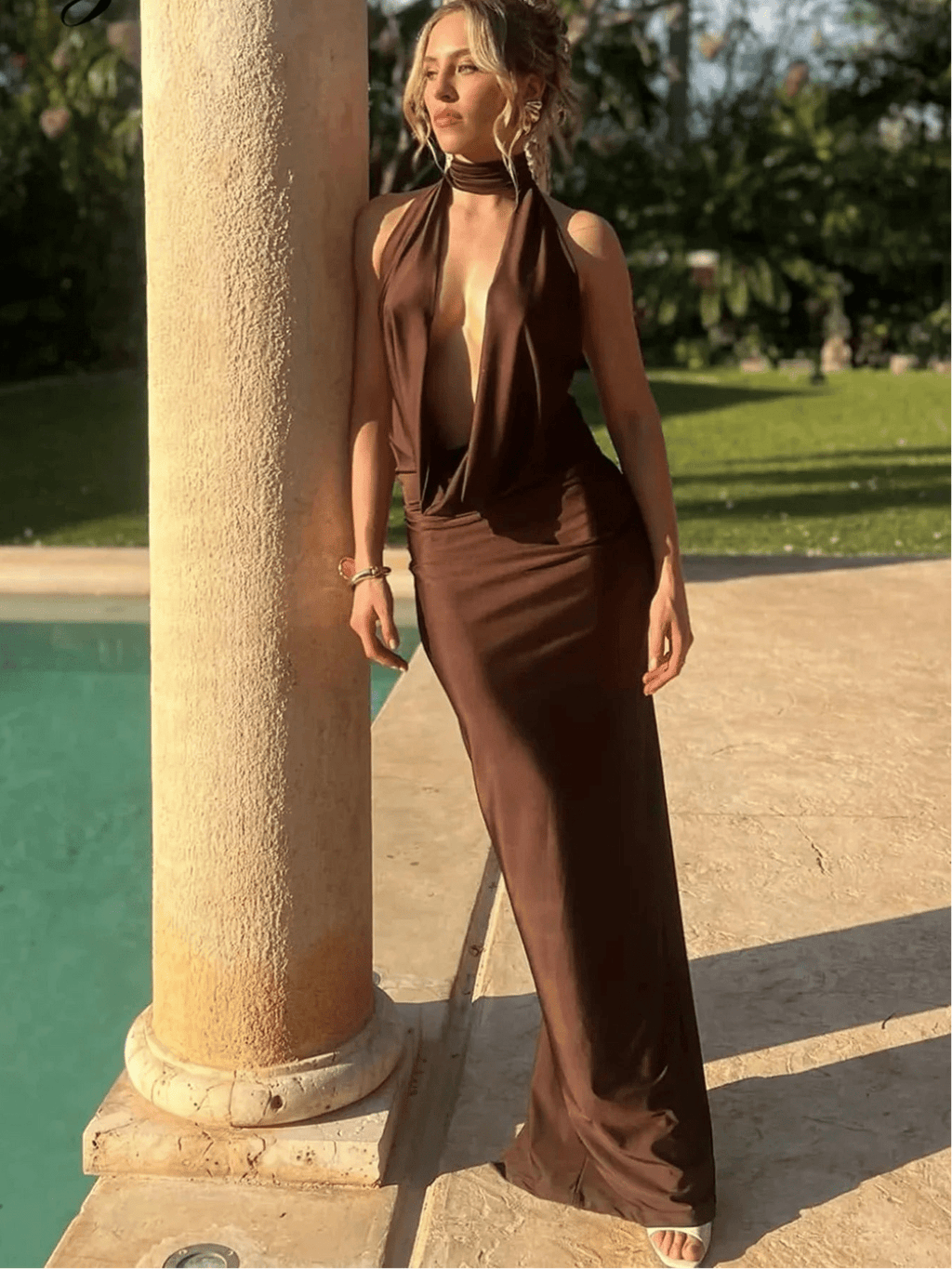 Bianca Sleeveless Backless Slit Maxi Dress