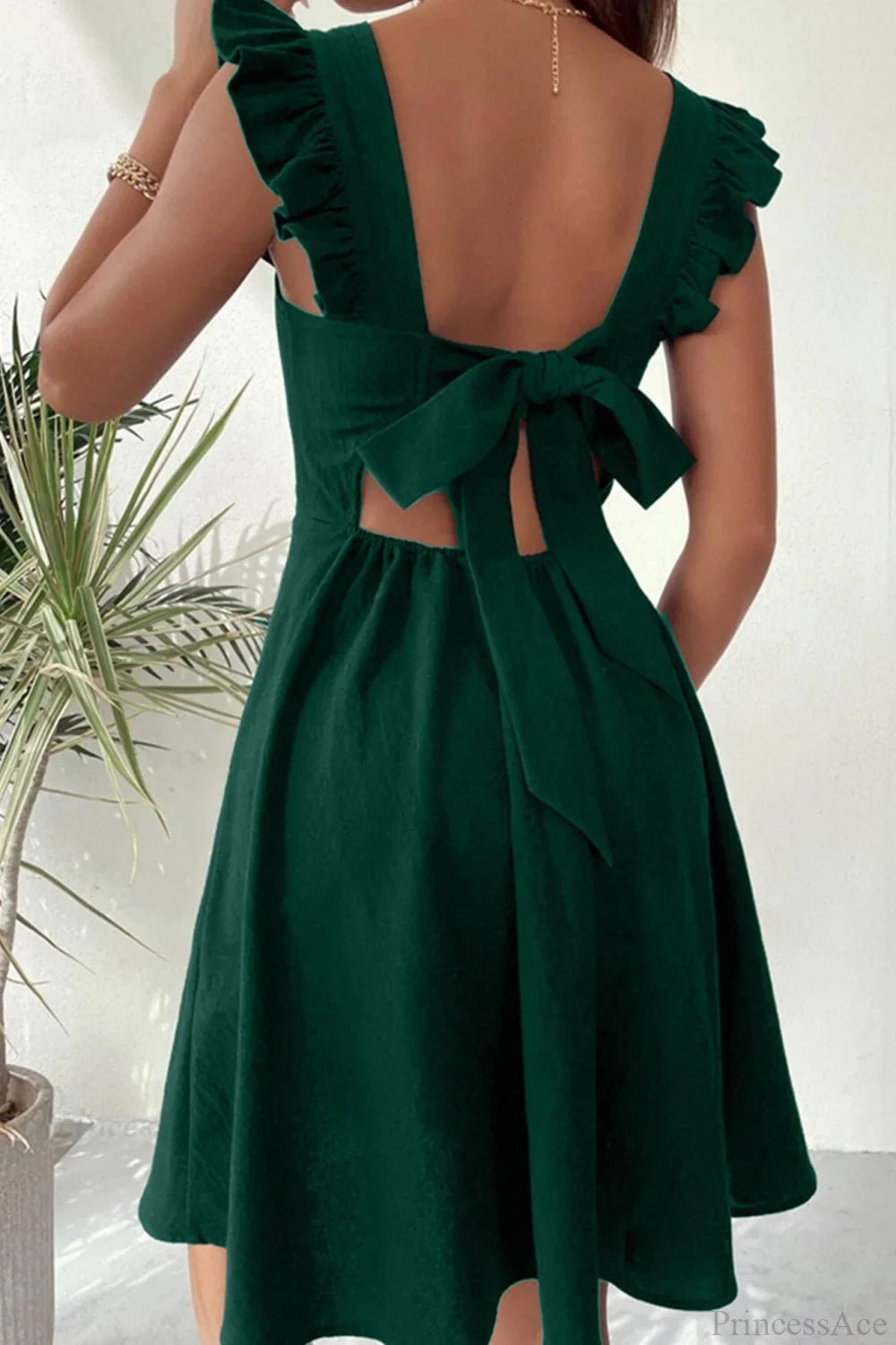Bianca Sleeveless Mini Dress with Ruffle Tie-back