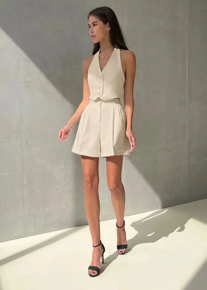 Bianca Tailored Halter Vest & Shorts Set