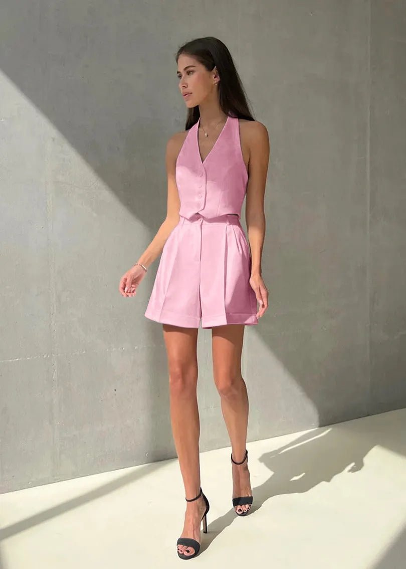 Bianca Tailored Halter Vest & Shorts Set